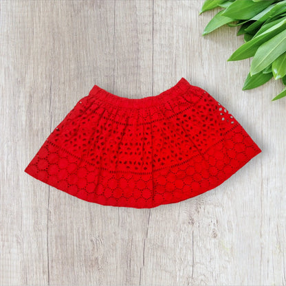 Jupe fille courte en dentelle – 2-4 ans – H&M – Rouge uni – Très bon état H&M