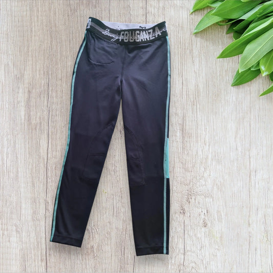 Legging équitation enfant Fouganza 5-6 ans marine avec détails turquoise, très bon état