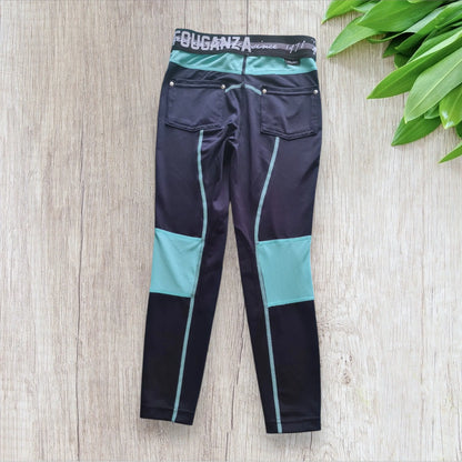 Legging équitation enfant Fouganza 5-6 ans marine avec détails turquoise, très bon état