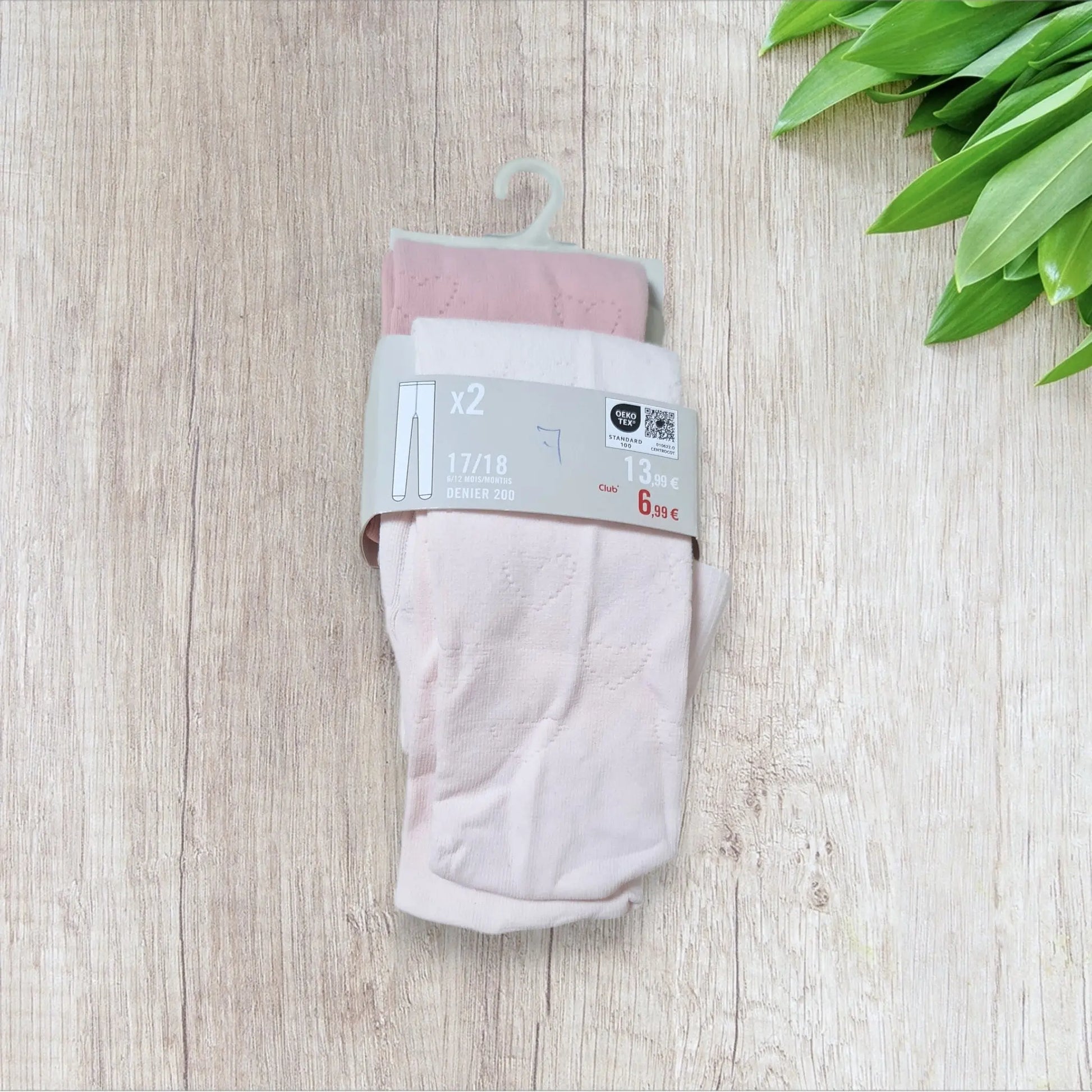 Lot de 2 collants bébé fille Orchestra 6/12 mois pointure 17/18 rose et cœur neuf