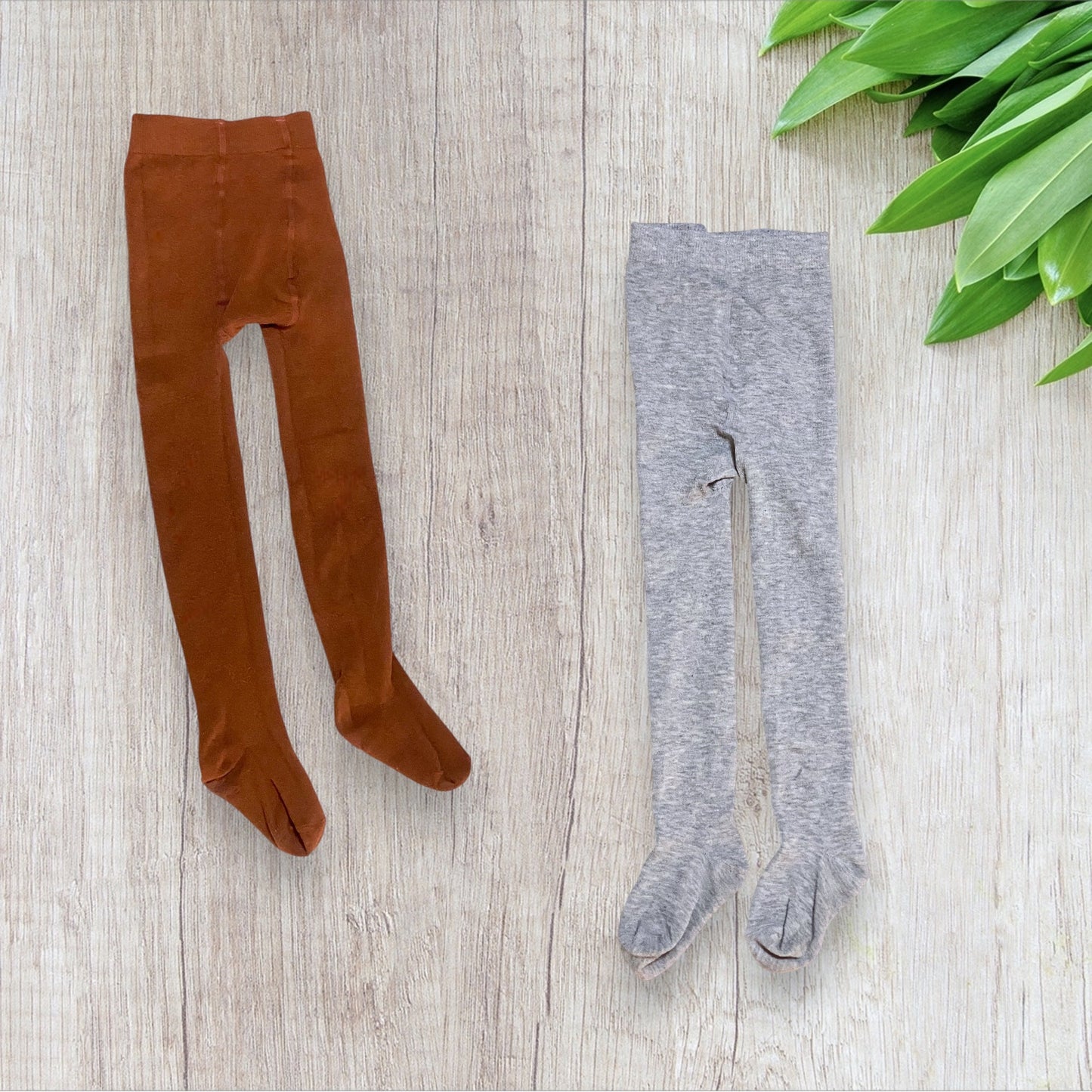 Lot collants hiver fille 6-8 ans Shein, 1 gris et 1 marron, très bon état