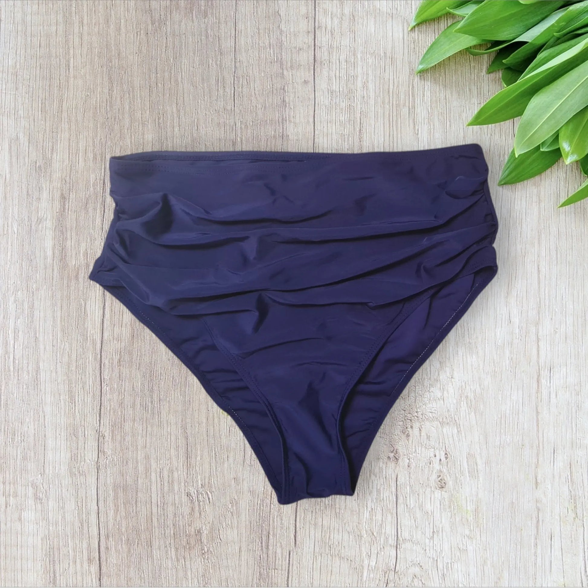Maillot 2 pièces femme Shein taille L – blanc palmiers + culotte taille haute bleu – neuf avec étiquette