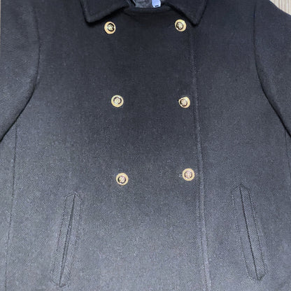 Manteau hiver femme Zara noir en laine taille XXL avec double boutonnage doré.
