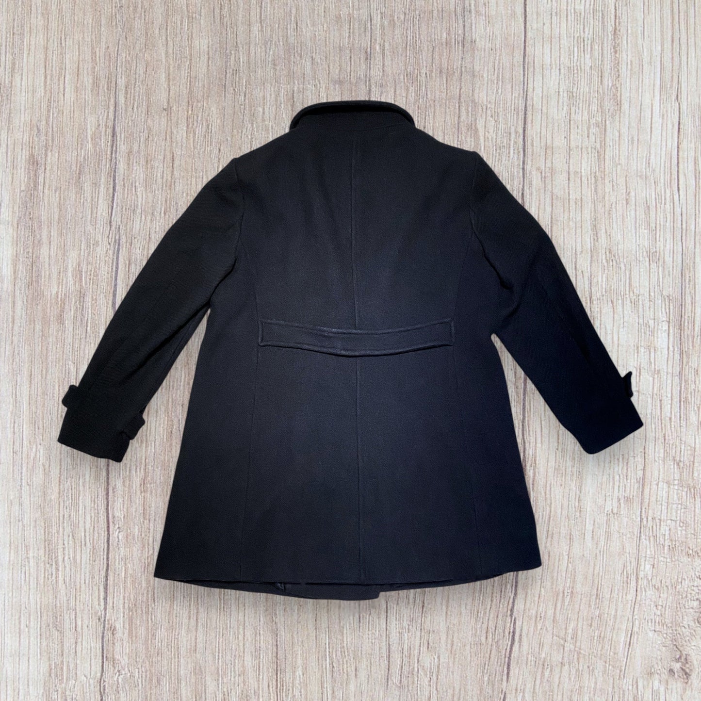 Manteau hiver femme Zara noir en laine taille XXL avec double boutonnage doré.