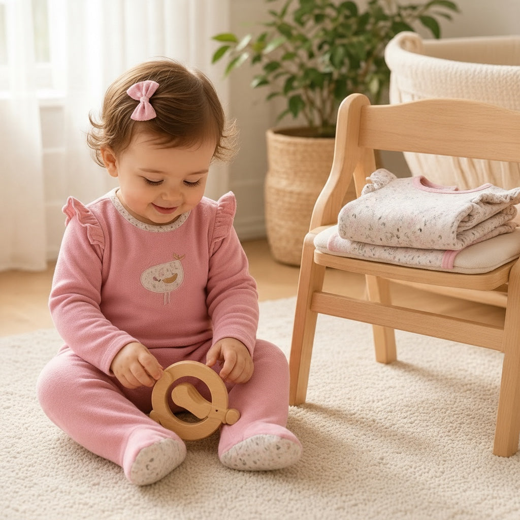Lot de 2 pyjamas une pièce Orchestra pour bébé fille de 1 an, un modèle rose à motifs pingouins et un modèle blanc avec inscription rose et petits cœurs.