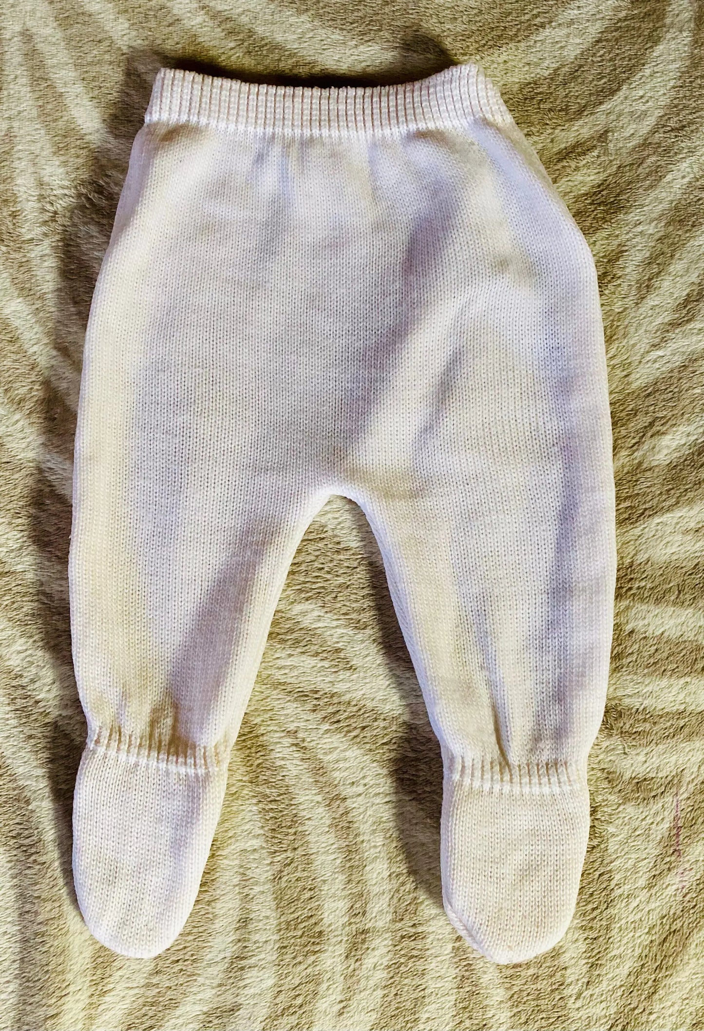 Pantalon Bébé Mixte en Maille Tricotée avec Pieds Chaussettes Blanc - Taille 1 Mois babou