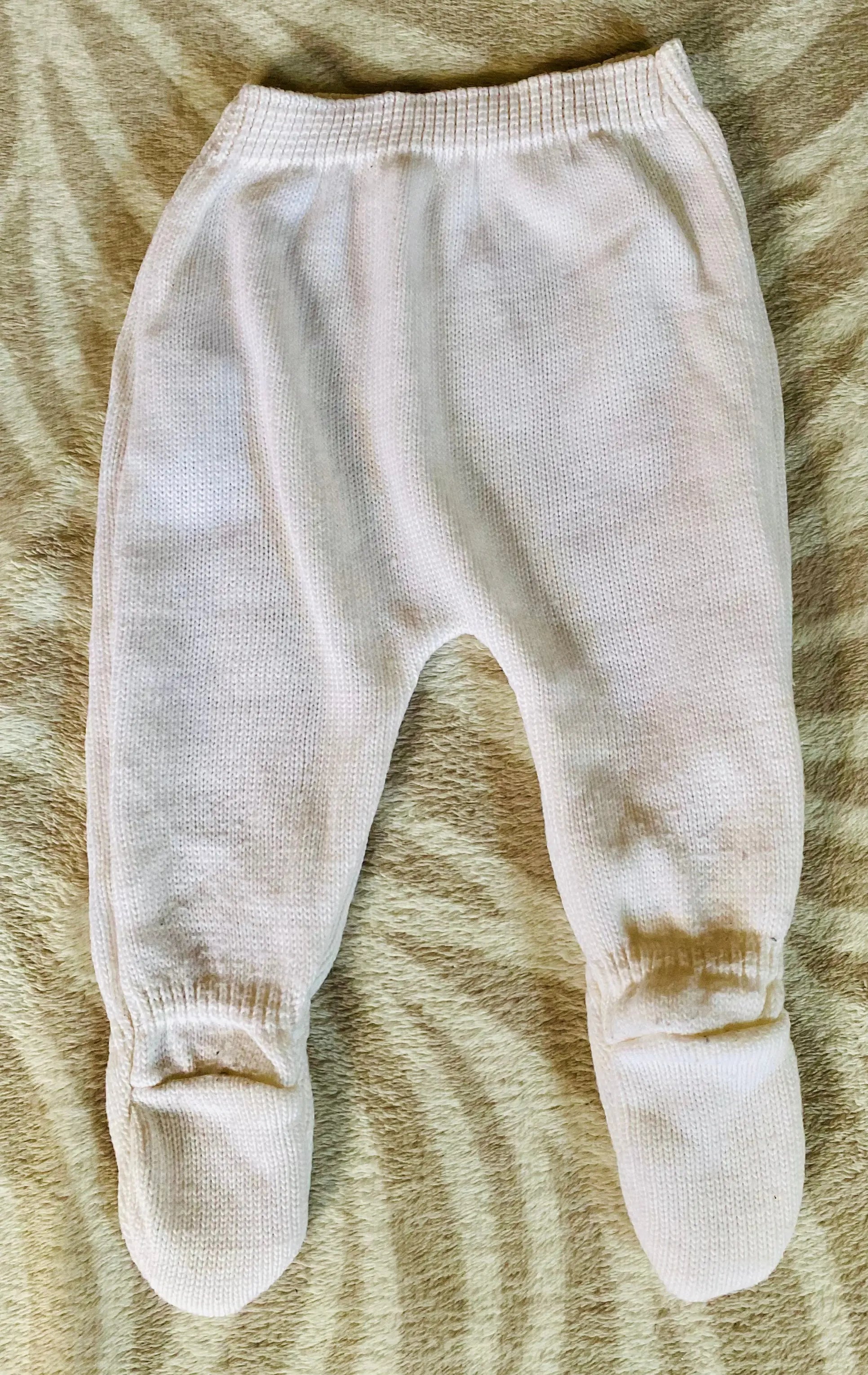 Pantalon Bébé Mixte en Maille Tricotée avec Pieds Chaussettes Blanc - Taille 1 Mois babou