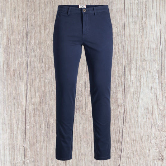 Pantalon chino homme Jack & Jones bleu foncé, coupe slim fit taille basse, taille FR 42-44, bon état