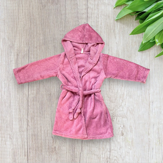 Peignoir polaire fille rose Lina Pink 3 ans avec capuche.