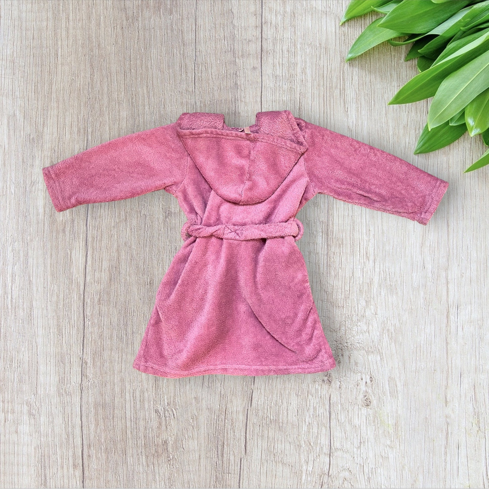 Peignoir polaire fille rose Lina Pink 3 ans avec capuche.
