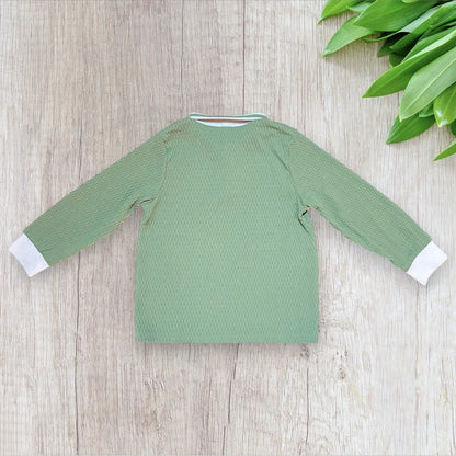 Polo garçon Shein 5 ans vert clair col blanc manches longues