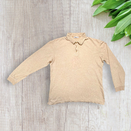 Polo homme Zara beige taille M manches longues en matière pull doux