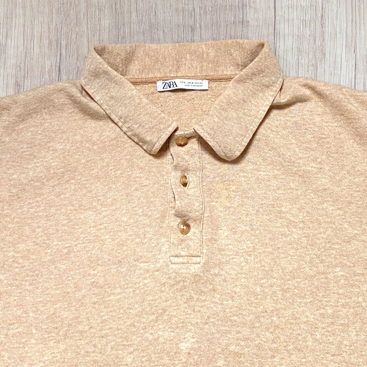 Polo homme Zara beige taille M manches longues en matière pull doux