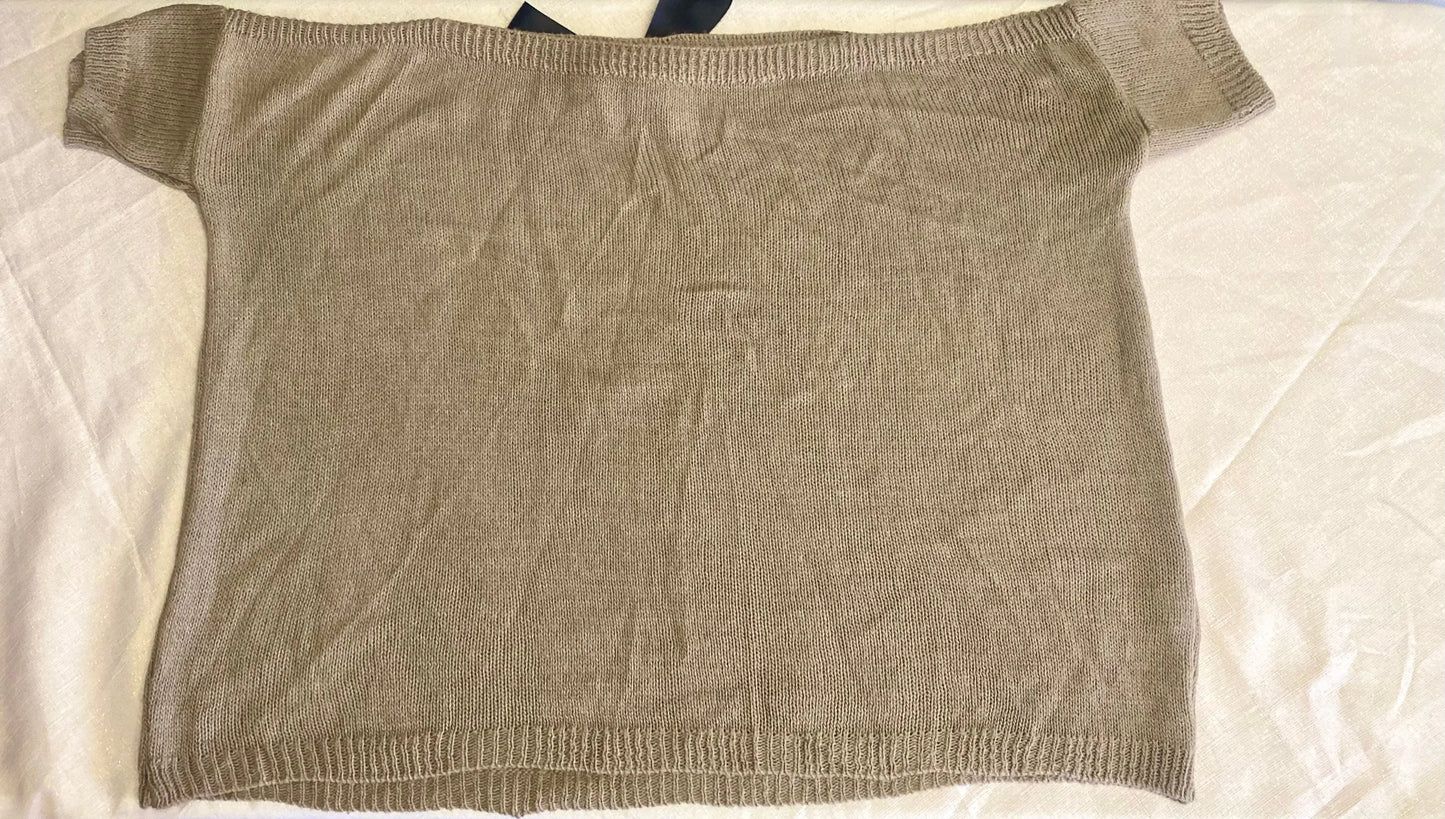 Pull Femme Oversize Marron Taupe à Col Noué - Taille Unique la petite friperie