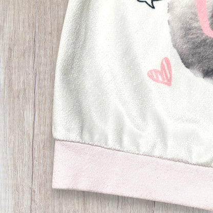 Pull bébé fille Lily & Jack 6-12 mois polaire blanc à manches longues avec motif panda et nœud rose