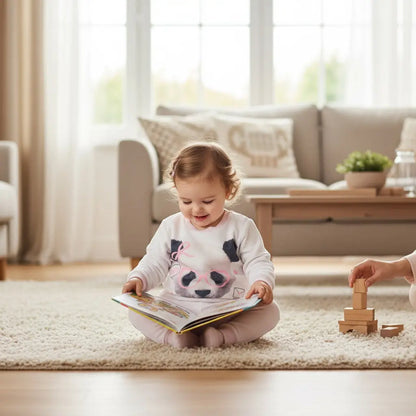 Pull bébé fille Lily & Jack 6-12 mois polaire blanc à manches longues avec motif panda et nœud rose