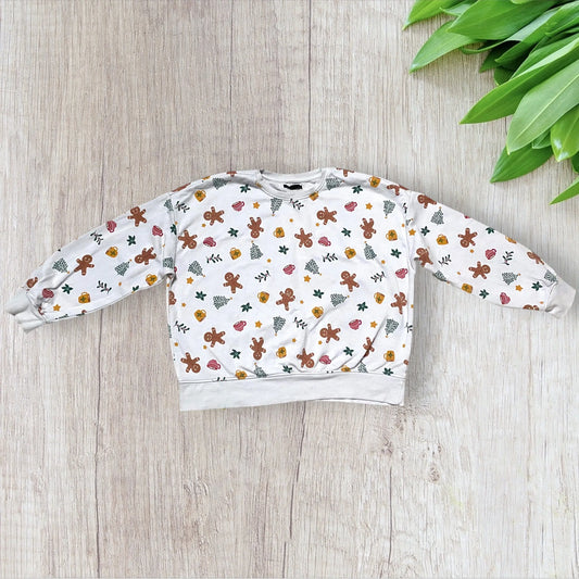 Pull de Noël mixte Esmara 46/48 blanc motifs tasses, sapins, bonhommes en pain d’épices et étoiles