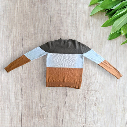 Pull homme Districenter taille L tricolore kaki blanc marron col rond très bon état