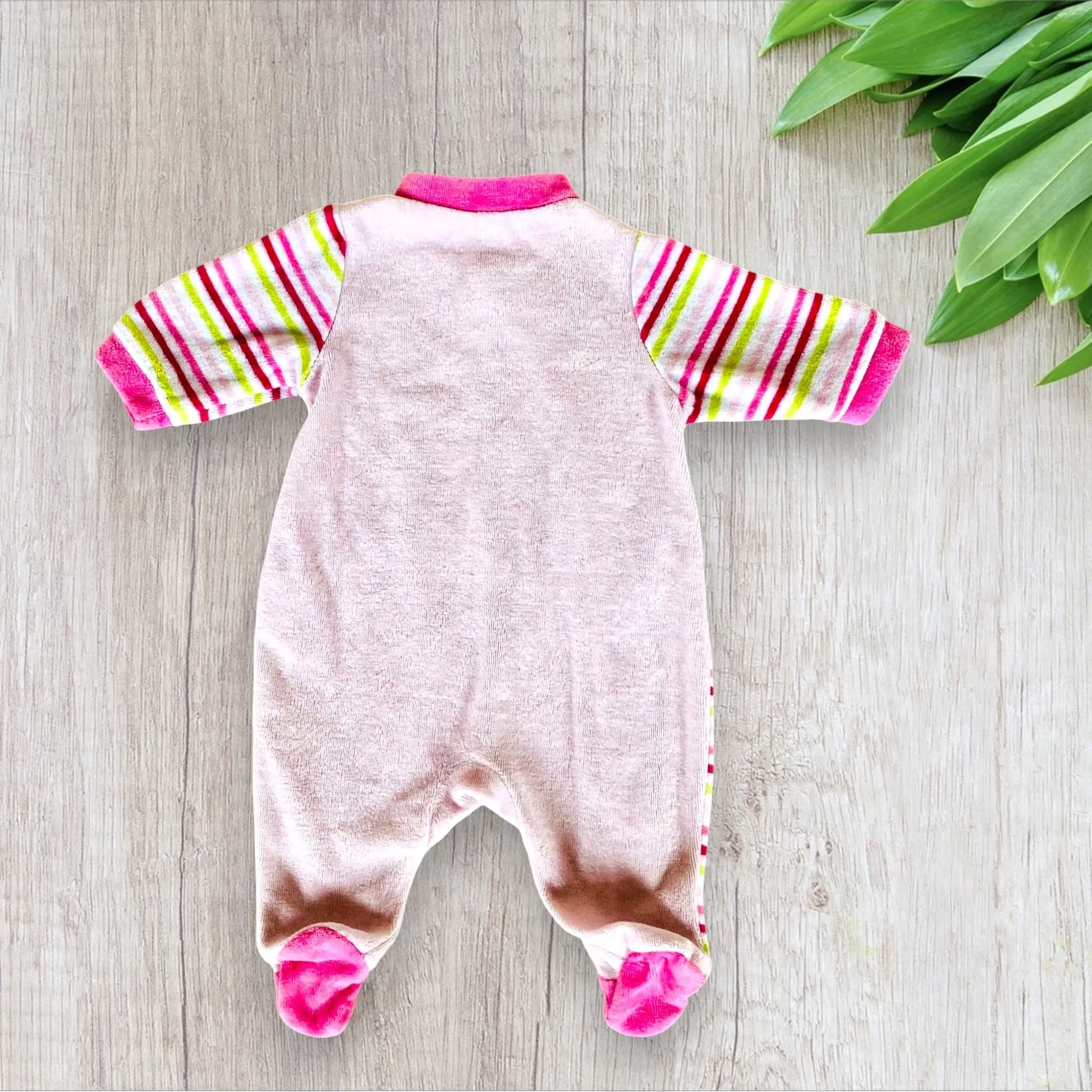 Pyjama Bébé Fille 1 Mois - Rose Clair avec Ours et Écriture Colorée - Polaire Douce la petite friperie