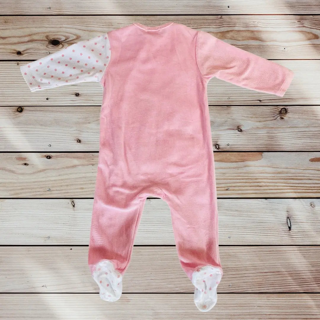 Pyjama Bébé Fille Mes Petits Cailloux 12 Mois - 1 Pièce Rose et Blanc Pois avec Lapin en Montgolfière Stokomani