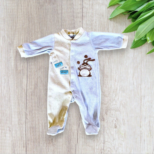 Pyjama Bébé Garçon 1 Pièce - Bleu Ciel et Blanc Crème avec Lapin - 3 Mois - Trois Kilo Sept trois kilo sept