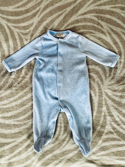 Pyjama Bébé Garçon en Polaire Bleu Clair à Étoiles Blanches - 3 Mois - Boite à Malice districenter