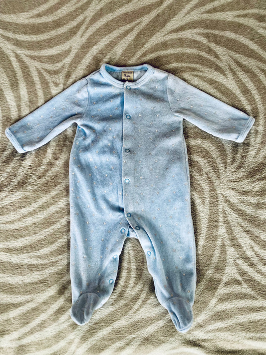 Pyjama Bébé Garçon en Polaire Bleu Clair à Étoiles Blanches - 3 Mois - Boite à Malice districenter