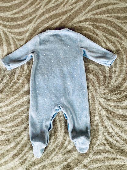 Pyjama Bébé Garçon en Polaire Bleu Clair à Étoiles Blanches - 3 Mois - Boite à Malice districenter
