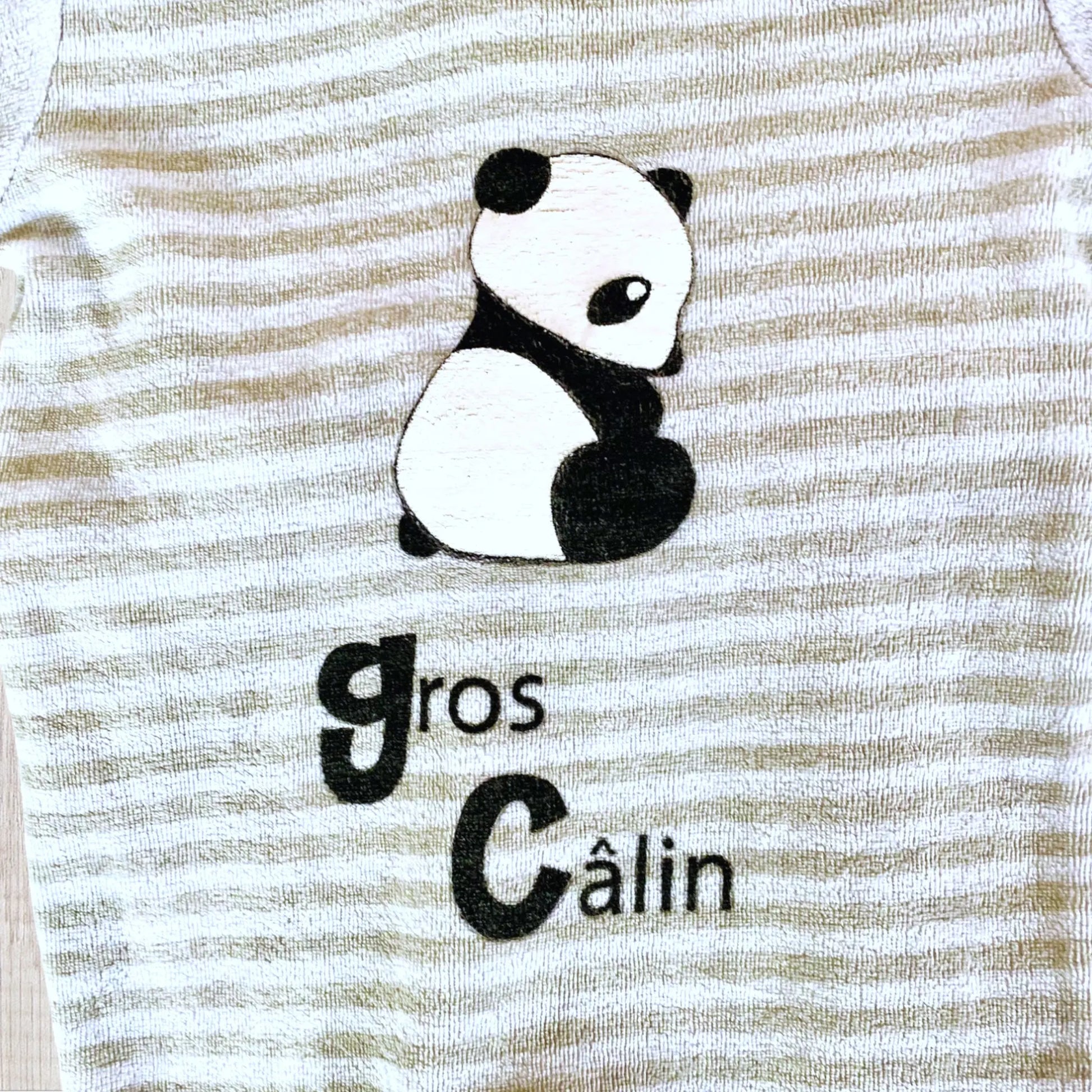 Pyjama Bébé Mixte en Polaire - Blanc à Rayures Grises avec Panda - 3 Mois - Manon et Valentin Manon & valentin