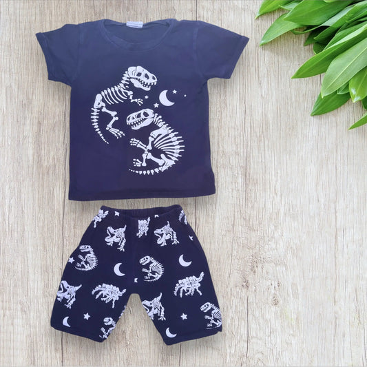Pyjama garçon 3 ans bleu marine dinos phosphorescents Shein