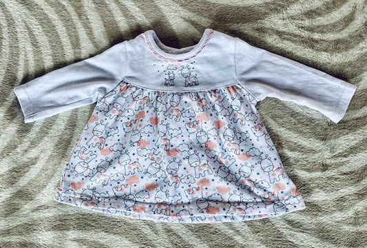 Robe Bébé Fille Blanche avec Broderies de Girafes - Col Claudine - 1 Mois la petite friperie