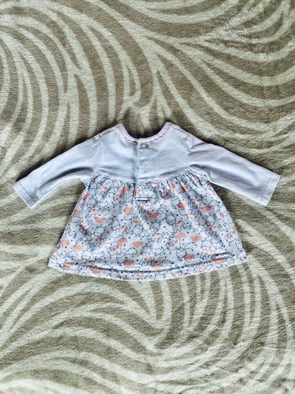 Robe Bébé Fille Blanche avec Broderies de Girafes - Col Claudine - 1 Mois la petite friperie