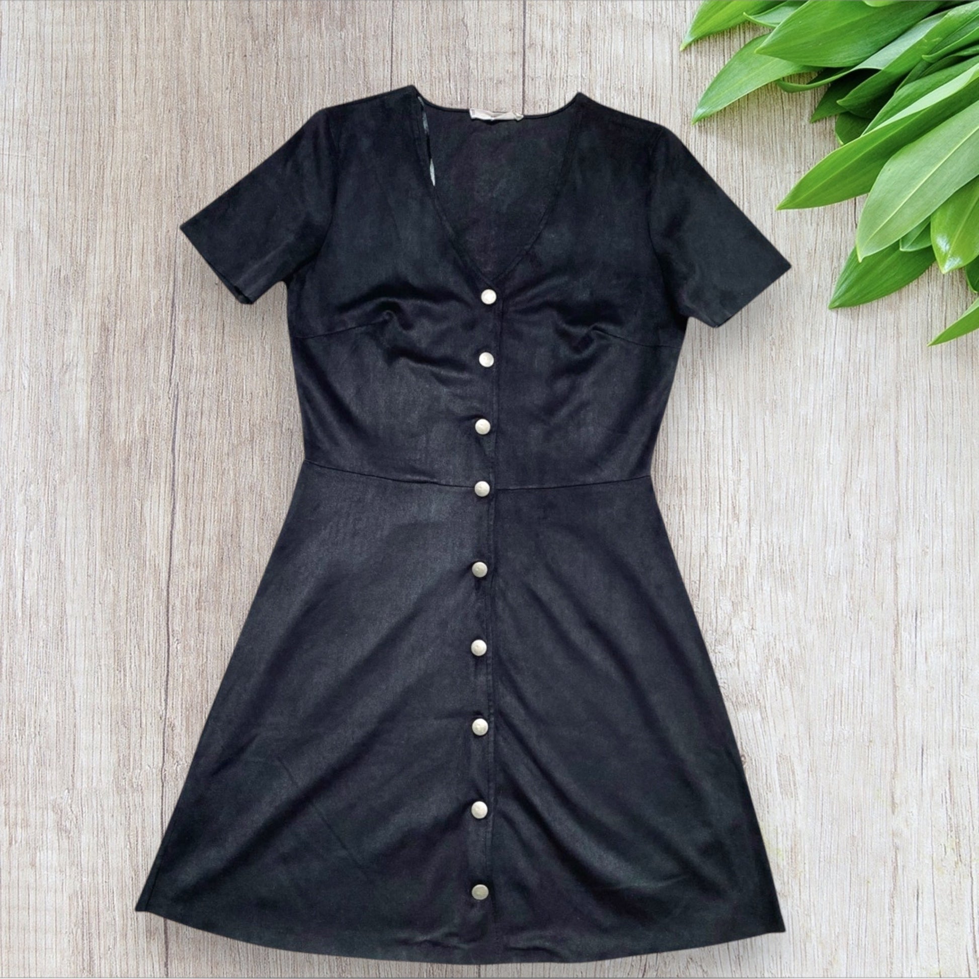 Robe Femme Taille S Mango - Noire Daim Col V Patineuse mango