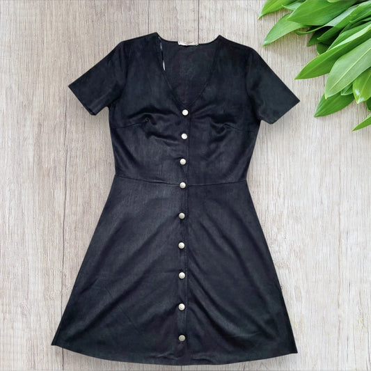 Robe Femme Taille S Mango - Noire Daim Col V Patineuse mango