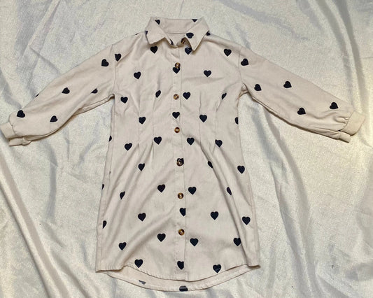 Robe Fille Rainurée Motif Cœurs - 7 ans, Shein shein