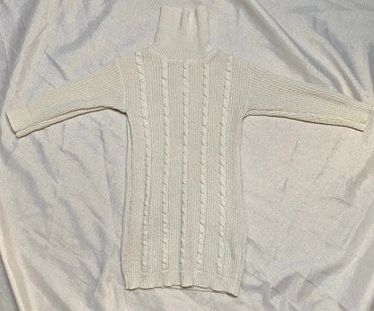 Robe Pull Col Roulé Tricot Blanc Décoré - Fille 6 ans, Shein shein