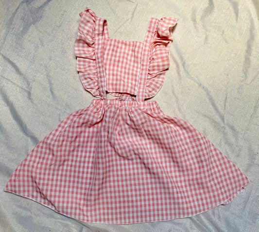Robe Vichy Rose et Blanche à Découpes et Bretelles Volantées - Fille 6 ans, Shein shein