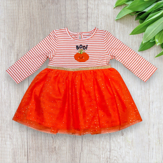 Robe bébé Primark 3-6 mois citrouille Halloween orange pailletée