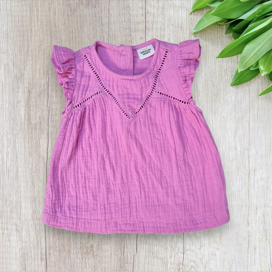 Robe bébé fille 18 mois gaze de coton rose mauve Tape à l’œil