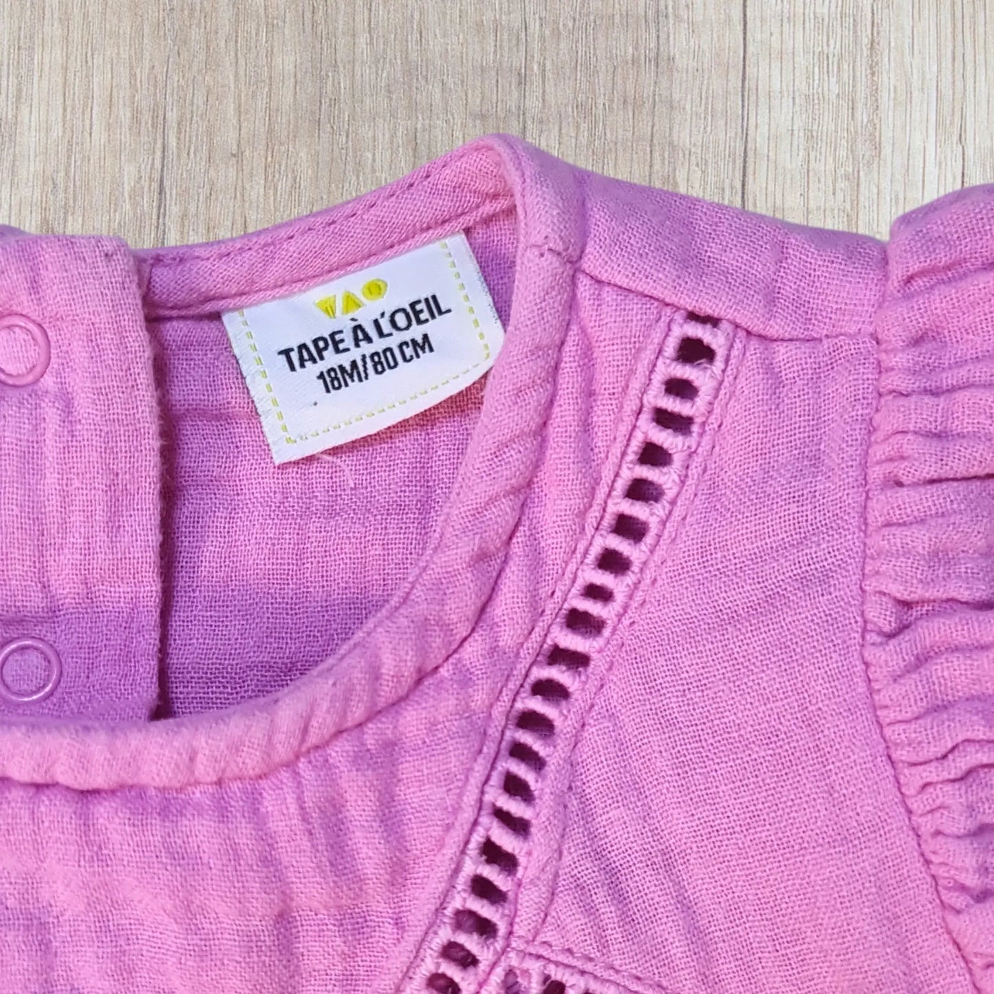 Robe bébé fille 18 mois gaze de coton rose mauve Tape à l’œil