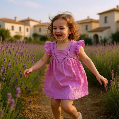 Robe bébé fille 18 mois gaze de coton rose mauve Tape à l’œil