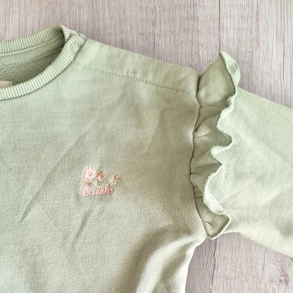 Robe bébé fille Creeks 18 mois sweat vert pastel et jupe fleurie