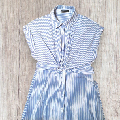 Robe chemise Shein femme taille L rayures bleu ciel effet noué poitrine très bon état