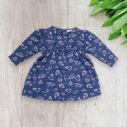 Robe bébé fille Pat & Ripaton 6 mois bleu marine à motifs chat et licorne