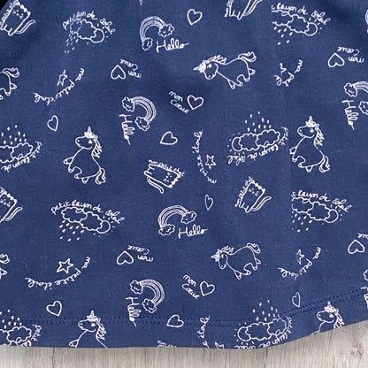 Robe bébé fille Pat & Ripaton 6 mois bleu marine à motifs chat et licorne