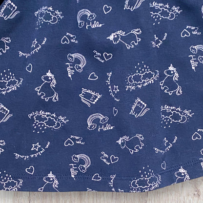 Robe bébé fille Pat & Ripaton 6 mois bleu marine à motifs chat et licorne