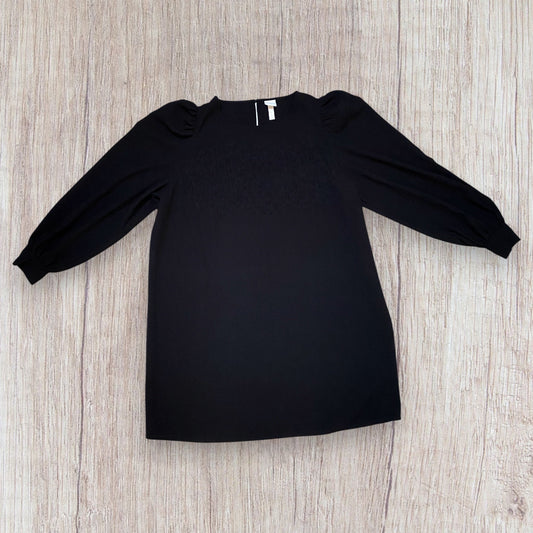 Robe femme H&M XL noire manches longues style chemise, épaules bouffantes, fente au dos