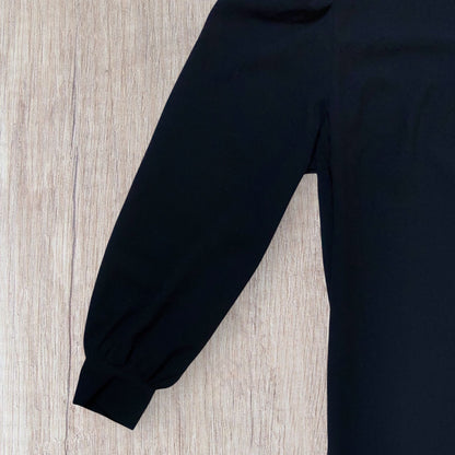 Robe femme H&M XL noire manches longues style chemise, épaules bouffantes, fente au dos