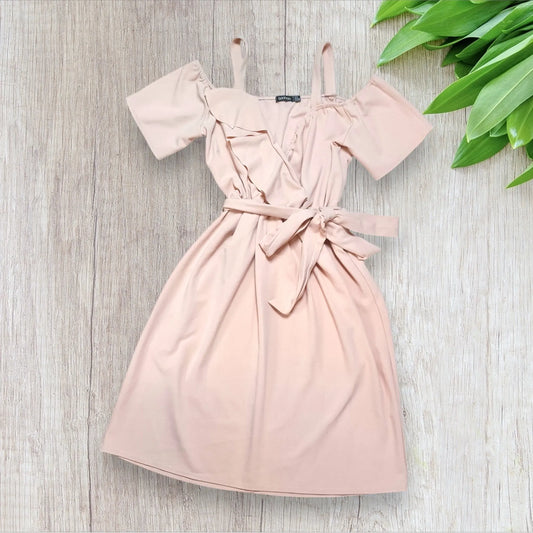 Robe rose pastel Boohoo femme taille 46 cache cœur ceinture