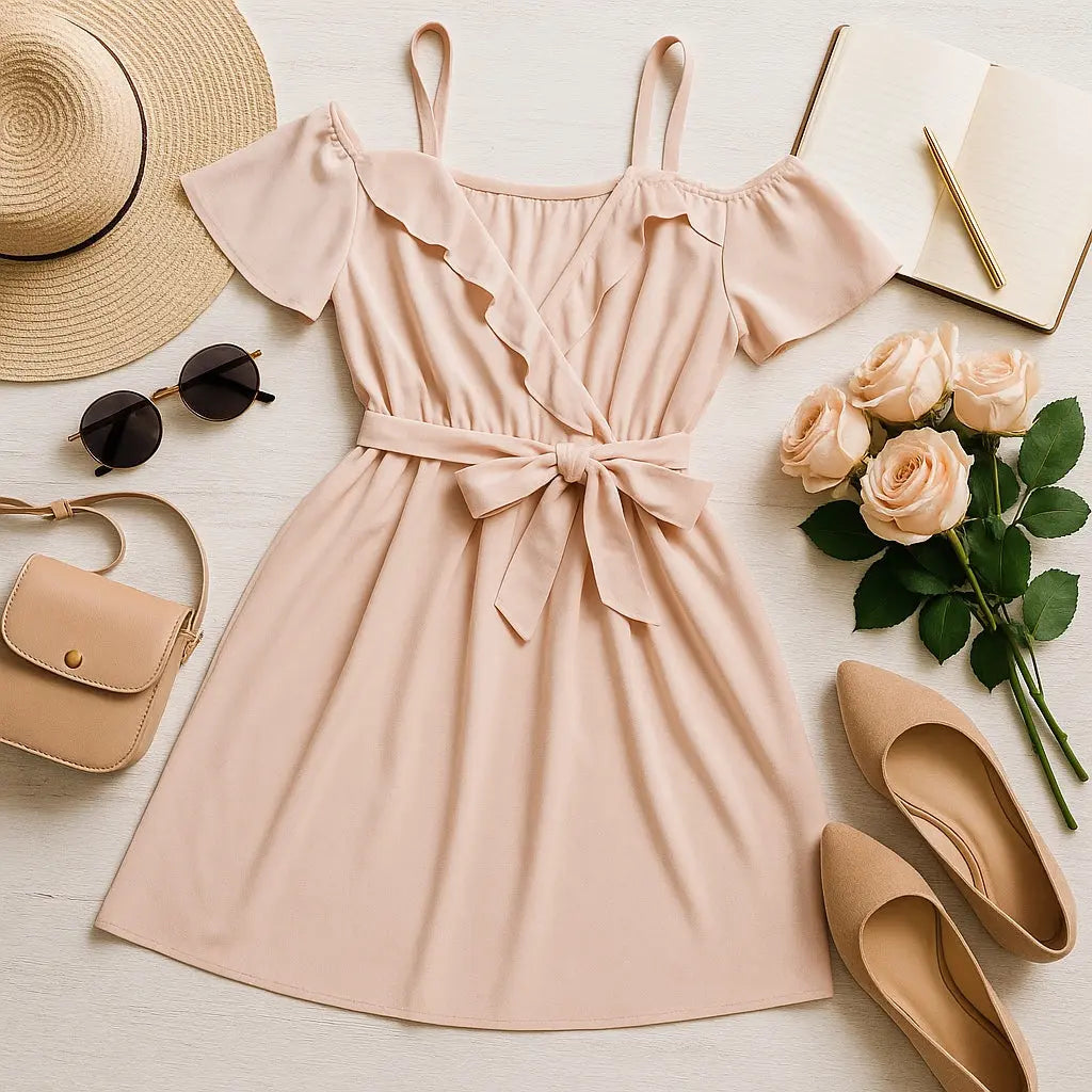 Robe rose pastel Boohoo femme taille 46 cache cœur ceinture